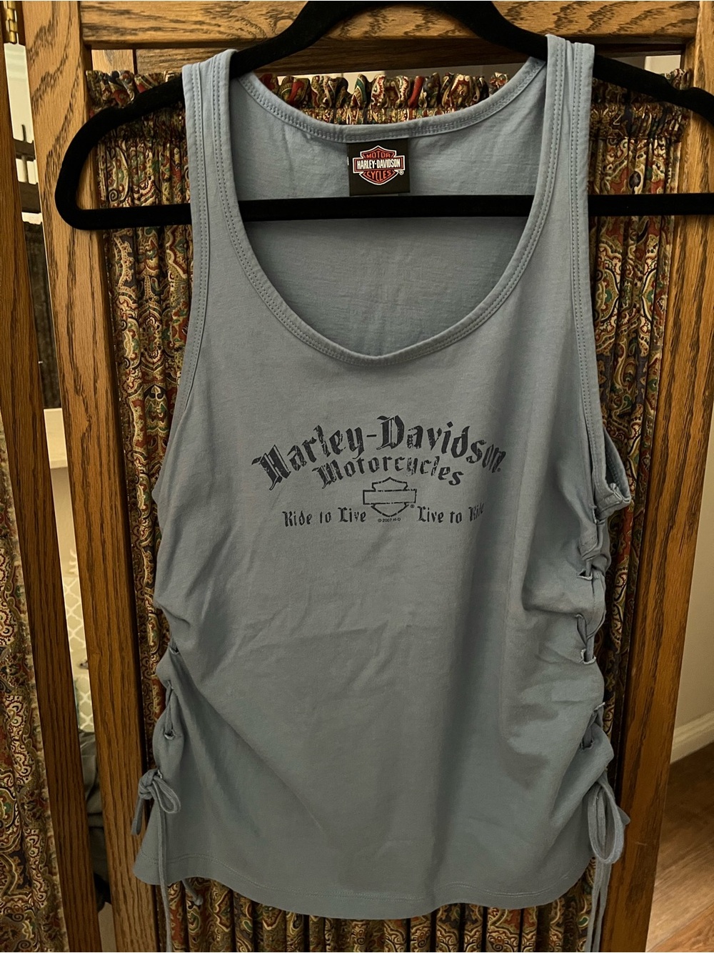 Harley-Davidson Women's Powder Blue Tie-Side Tank Top Sturgis top